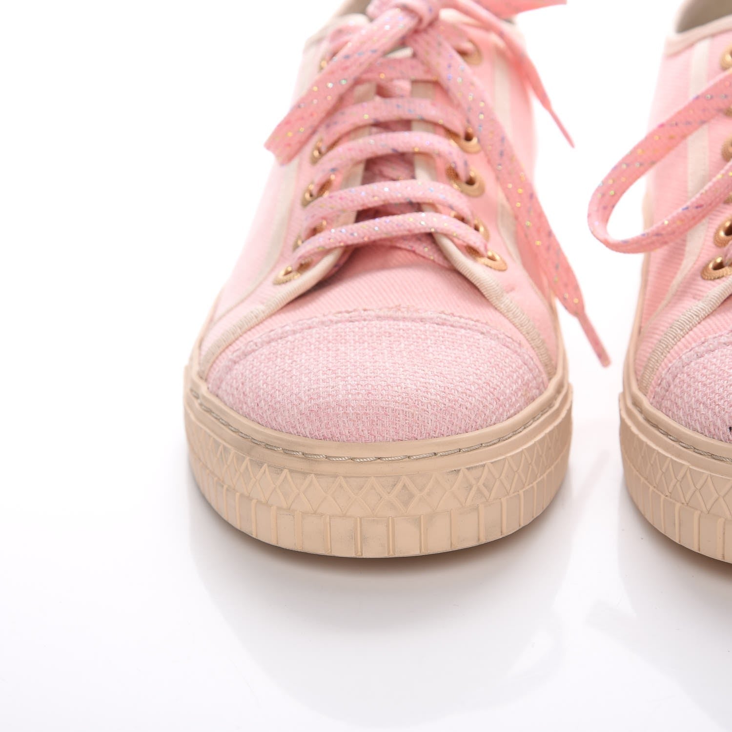 Chanel Fabric Tweed Low Top Sneakers 38 Pink 10 of 13