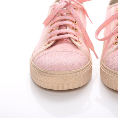 Chanel Fabric Tweed Low Top Sneakers 38 Pink 10 of 13