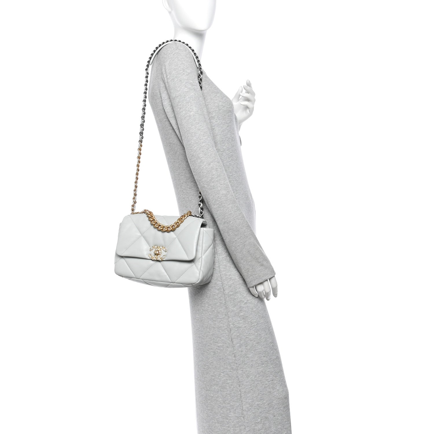 Chanel Lambskin Quilted Medium Chanel 19 Flap Light Blue 2 of 11