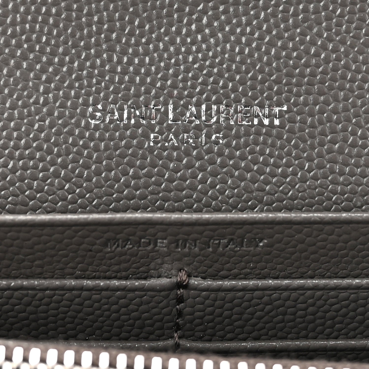 Saint Laurent Grain De Poudre Matelasse Chevron Monogram Flap Wallet Fog 6 of 10