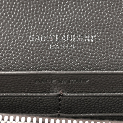 Saint Laurent Grain De Poudre Matelasse Chevron Monogram Flap Wallet Fog 6 of 10