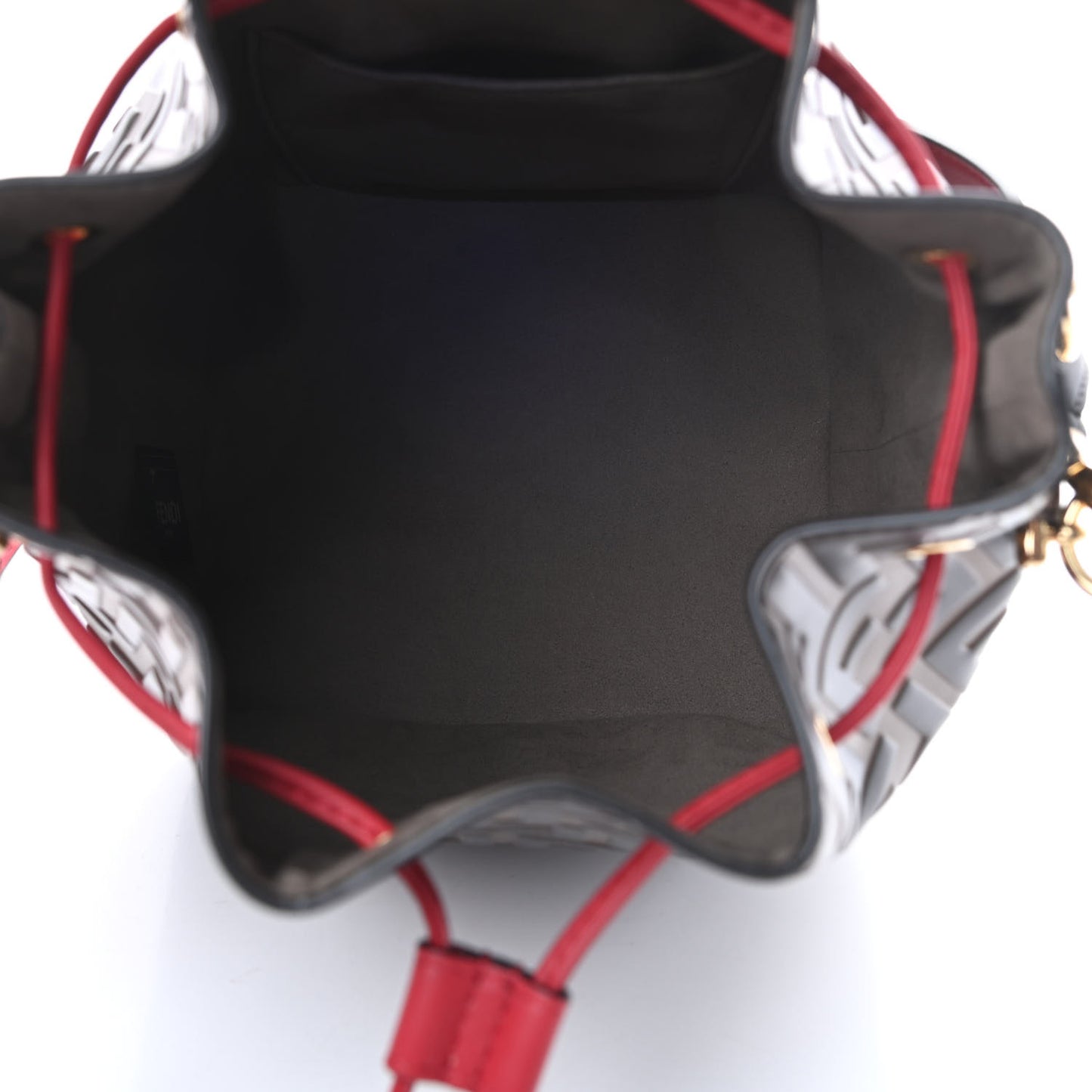 Vitello Grace F is Fendi Bi-Color FF 1974 Embossed Grande Mon Tresor Bucket Bag Maya Black Fragola