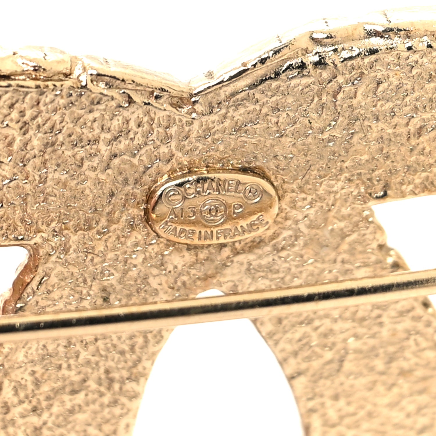 Chanel Metal Crystal Baguette CC Brooch Gold 3 of 4