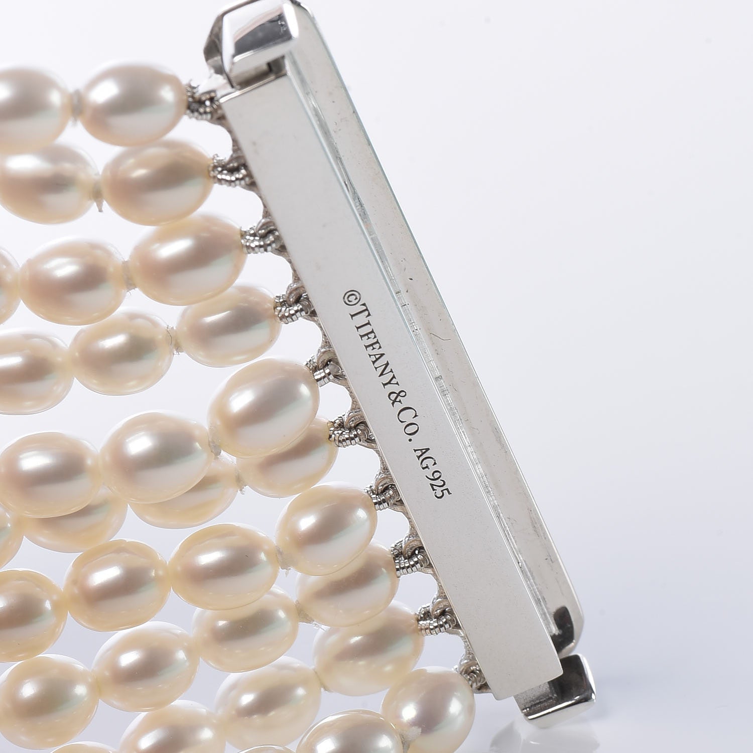 Tiffany Sterling Silver Freshwater Pearl 4.5mm Ziegfeld 10 Strand Bracelet 5 of 6