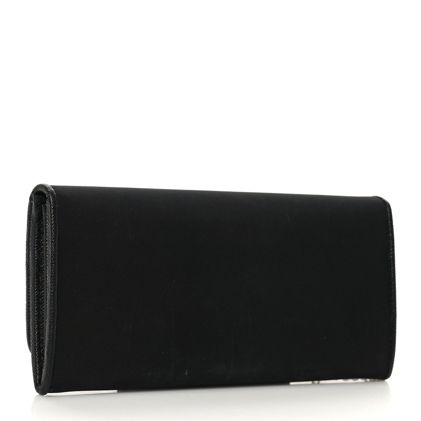 Tessuto Nylon Soft Calf Continental Flap Wallet Black