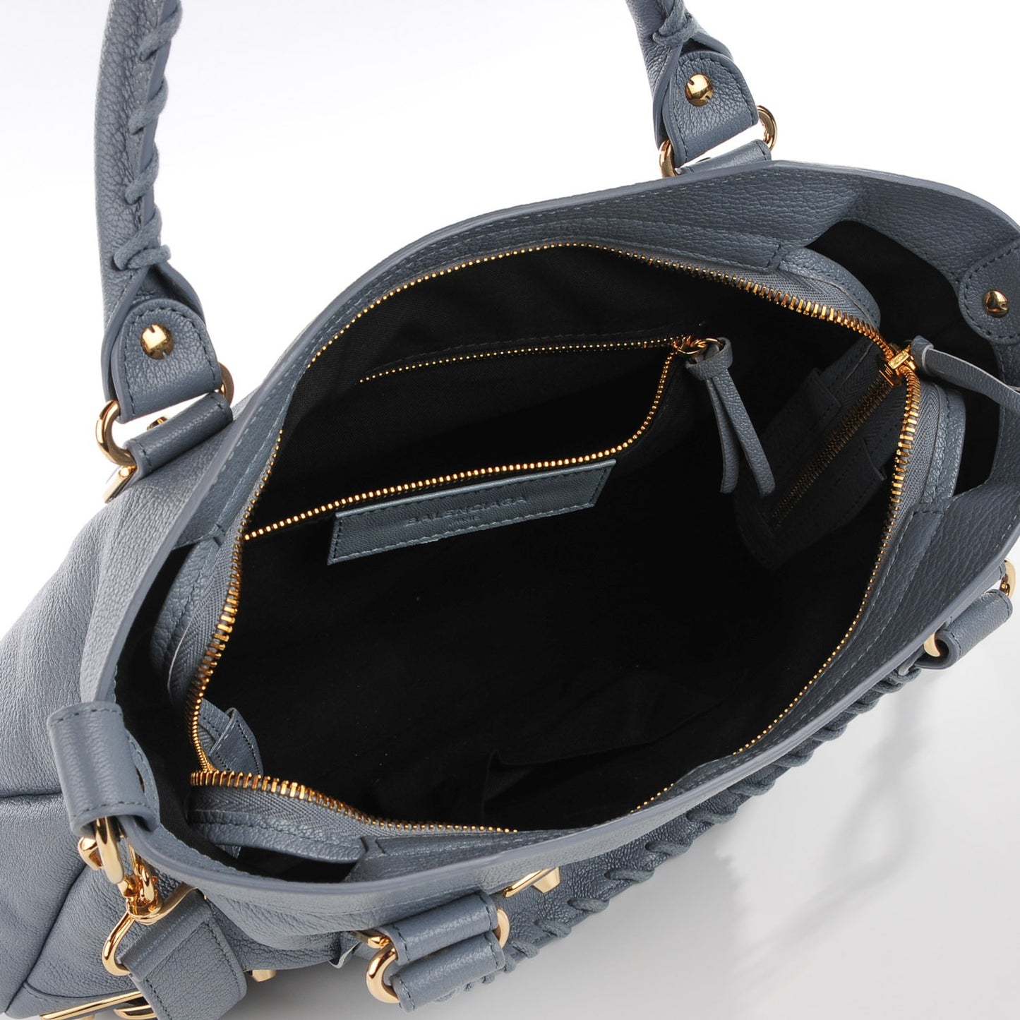 Chevre Gold Metallic Edge Hardware Town Bleu Acier