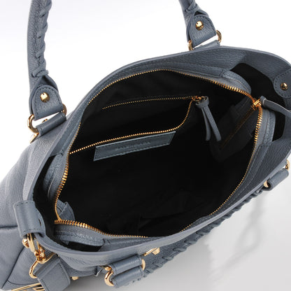 Balenciaga Chevre Gold Metallic Edge Hardware Town Bleu Acier 2 of 14