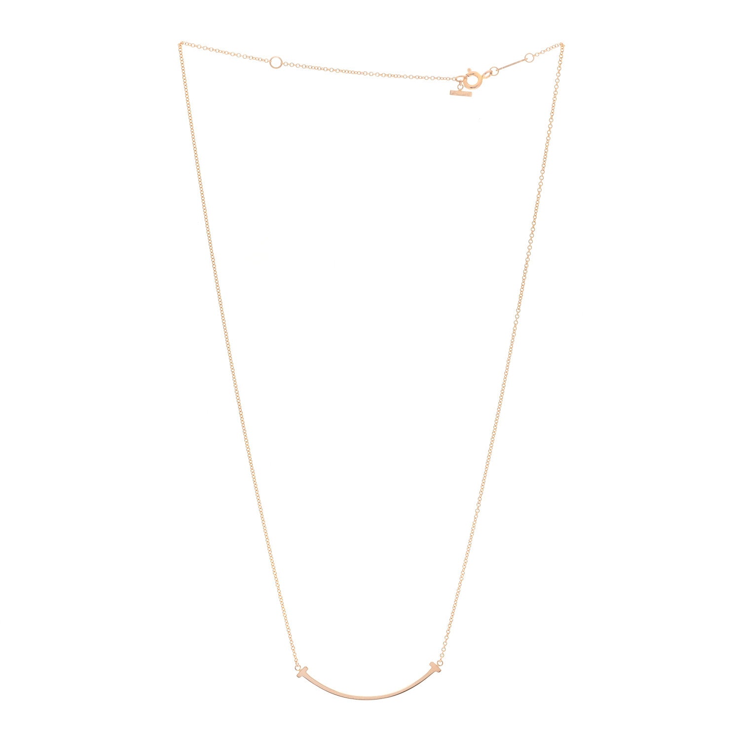 Tiffany 18K Rose Gold Small T Smile Pendant Necklace 2 of 3