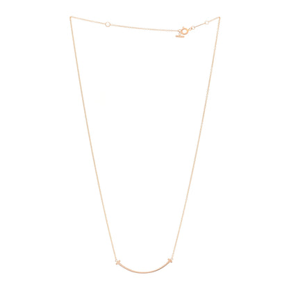 Tiffany 18K Rose Gold Small T Smile Pendant Necklace 2 of 3