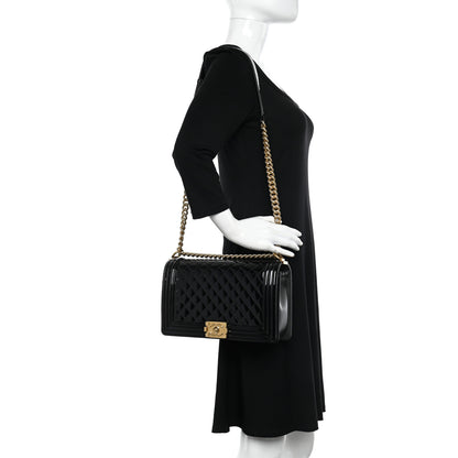 Chanel Patent Calfskin Quilted New Medium Boy Flap Black 2 of 11