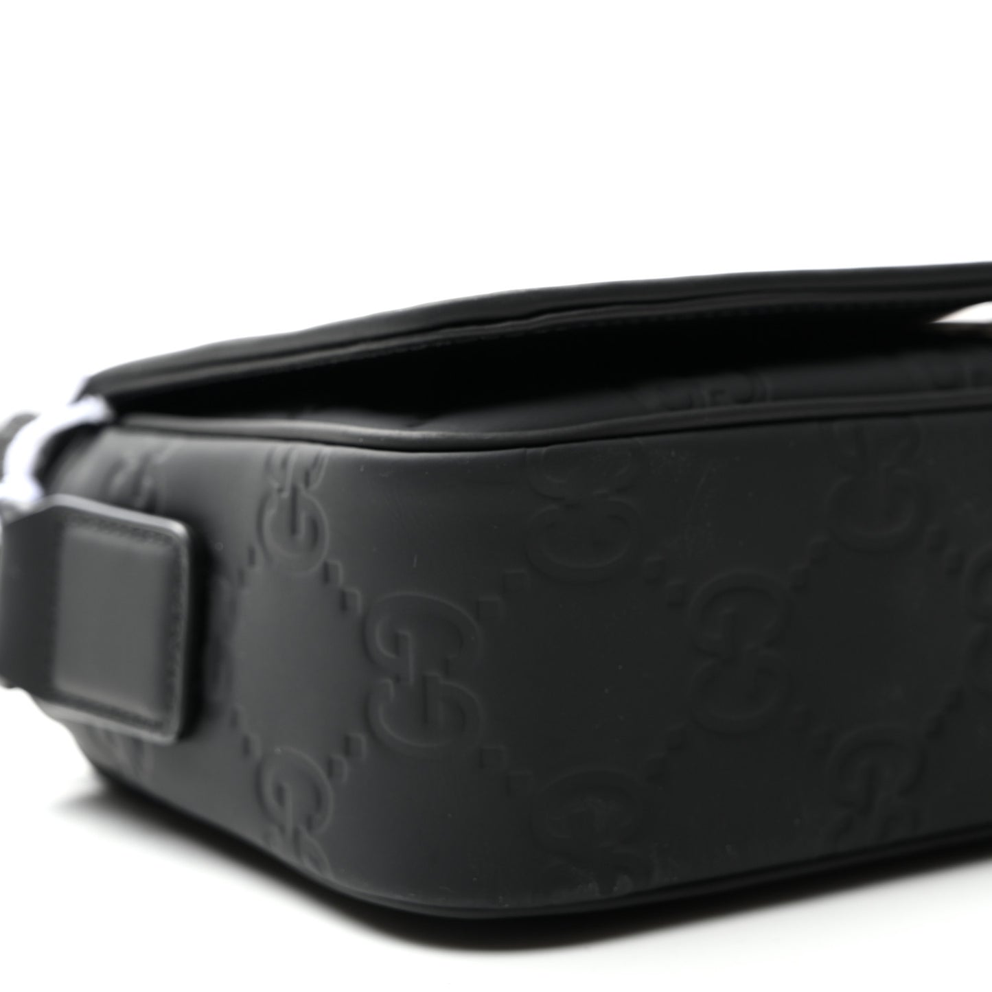 Rubber Effect Calfskin GG Mini Messenger Bag Black
