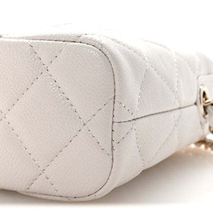 Chanel Caviar Quilted Hobo Clutch With Chain White 10 of 11