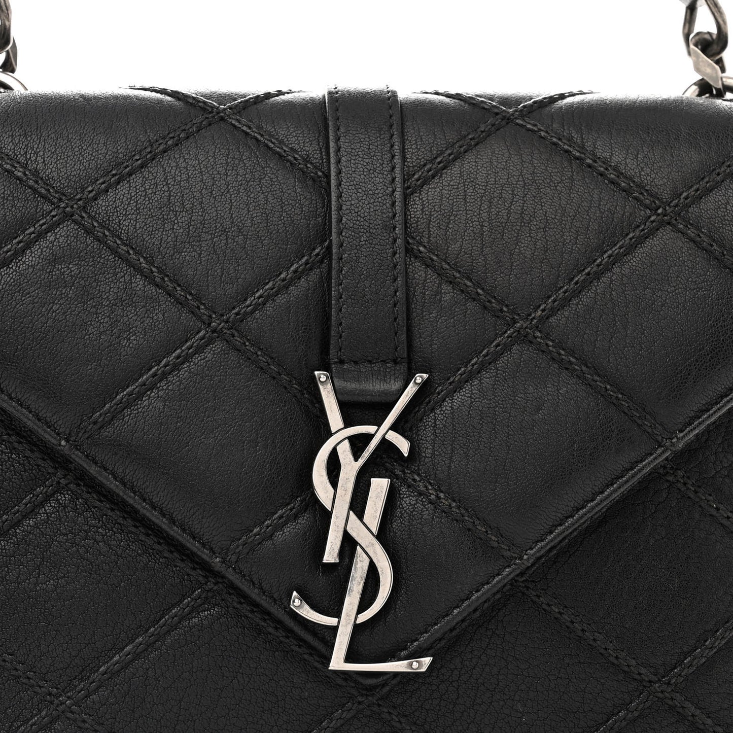 Calfskin Matelasse Diamond Quilted Monogram Medium College Bag Black