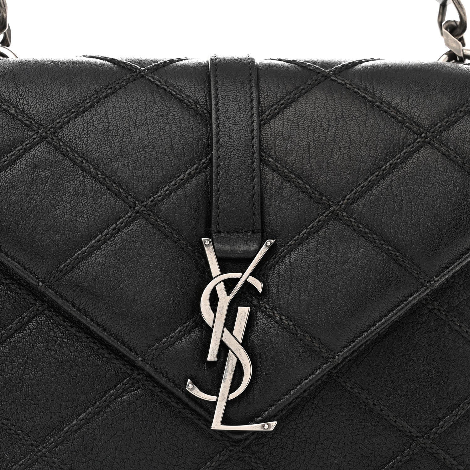 Saint Laurent Calfskin Matelasse Diamond Quilted Monogram Medium College Bag Black 8 of 12