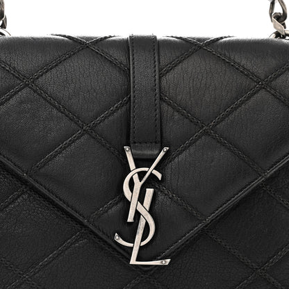 Saint Laurent Calfskin Matelasse Diamond Quilted Monogram Medium College Bag Black 8 of 12