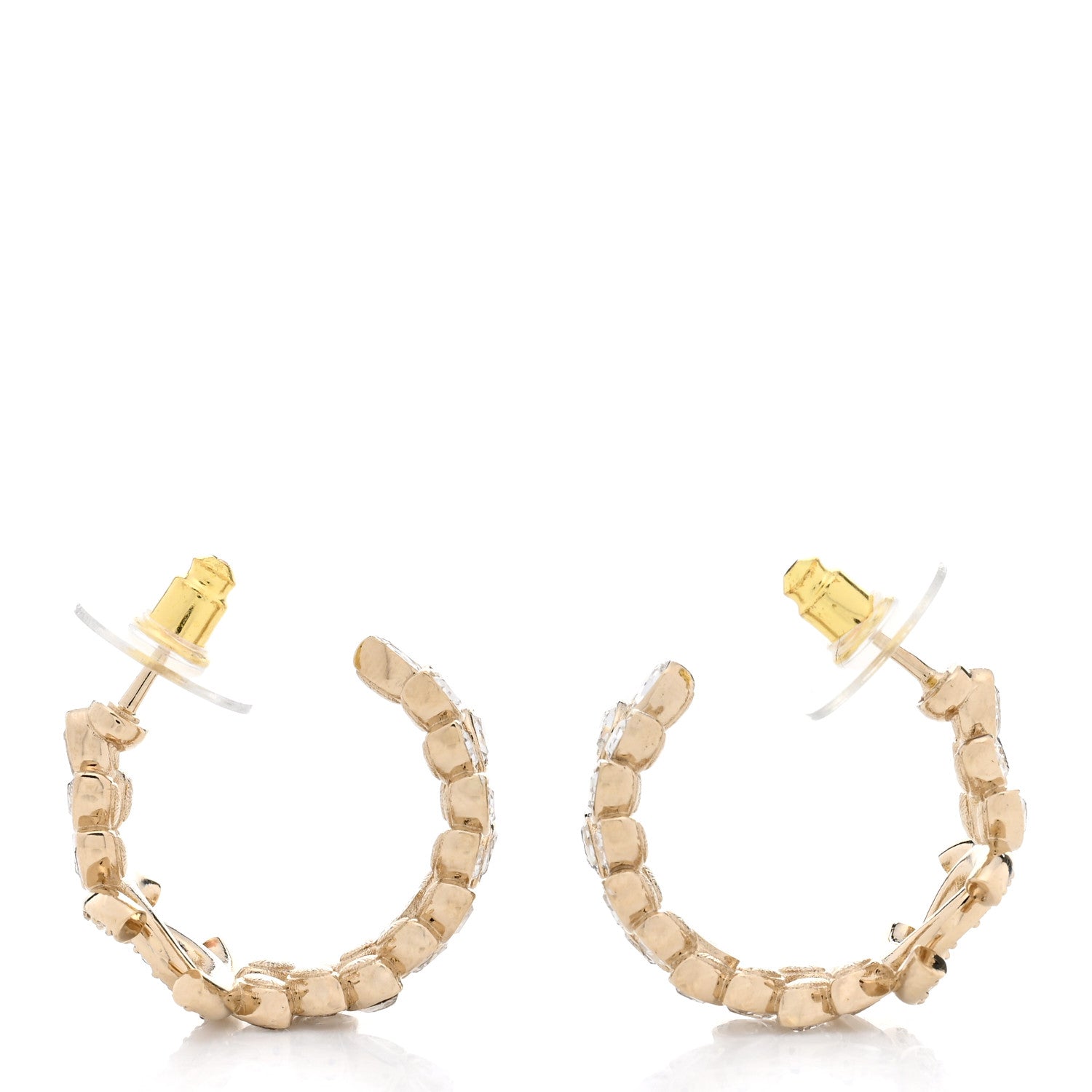 Chanel Crystal CC Hoop Earrings Gold 5 of 5
