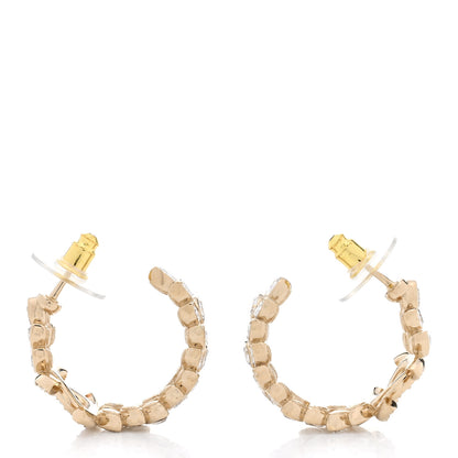 Chanel Crystal CC Hoop Earrings Gold 5 of 5