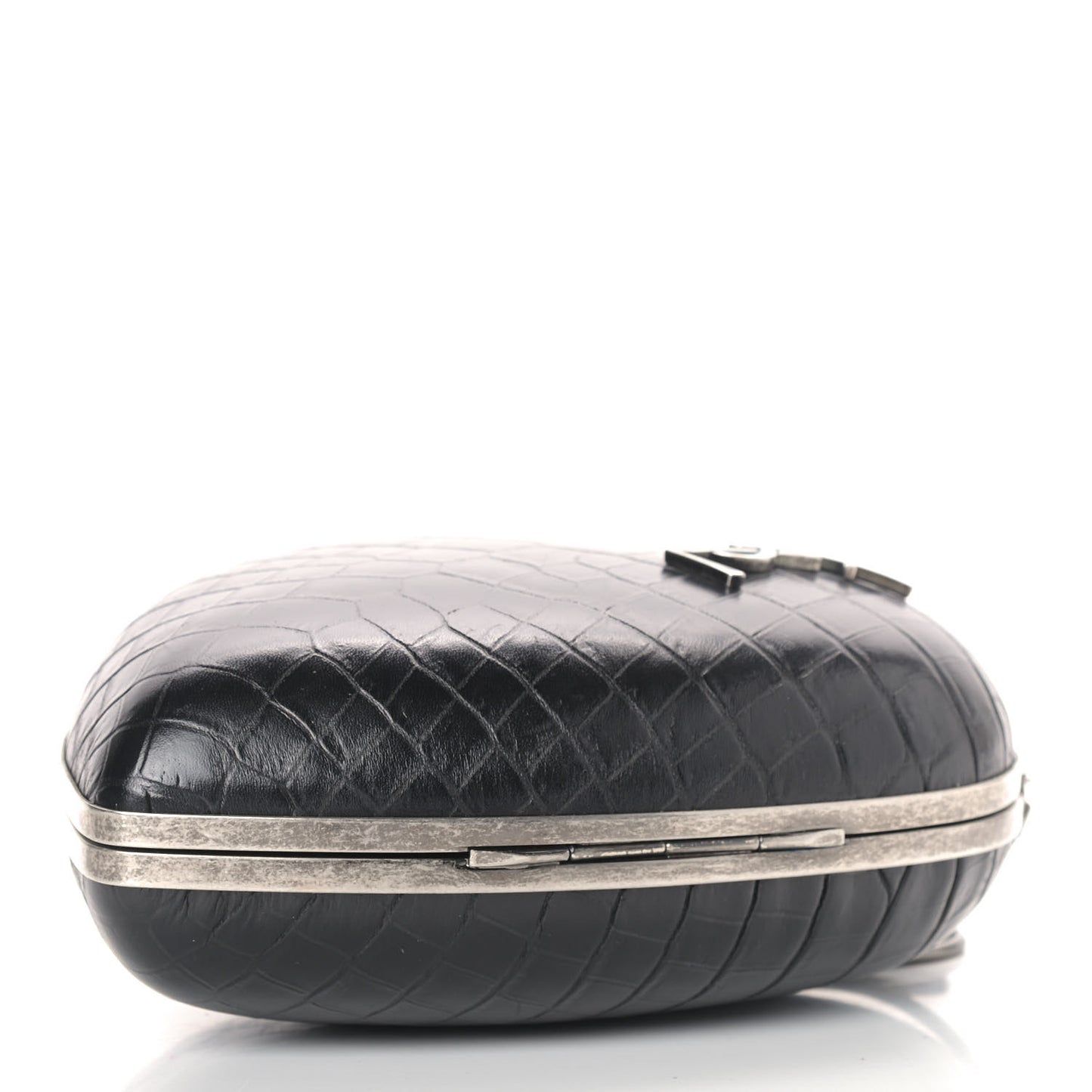 Calfskin Crocodile Embossed Monogram Love Box Bag Black