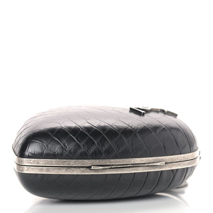 Saint Laurent Calfskin Crocodile Embossed Monogram Love Box Bag Black 4 of 8