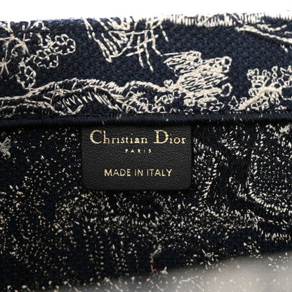 Christian Dior CHRISTIAN DIOR Canvas Embroidered Medium Toile De Jouy Reverse Book Tote Blue 6 of 10