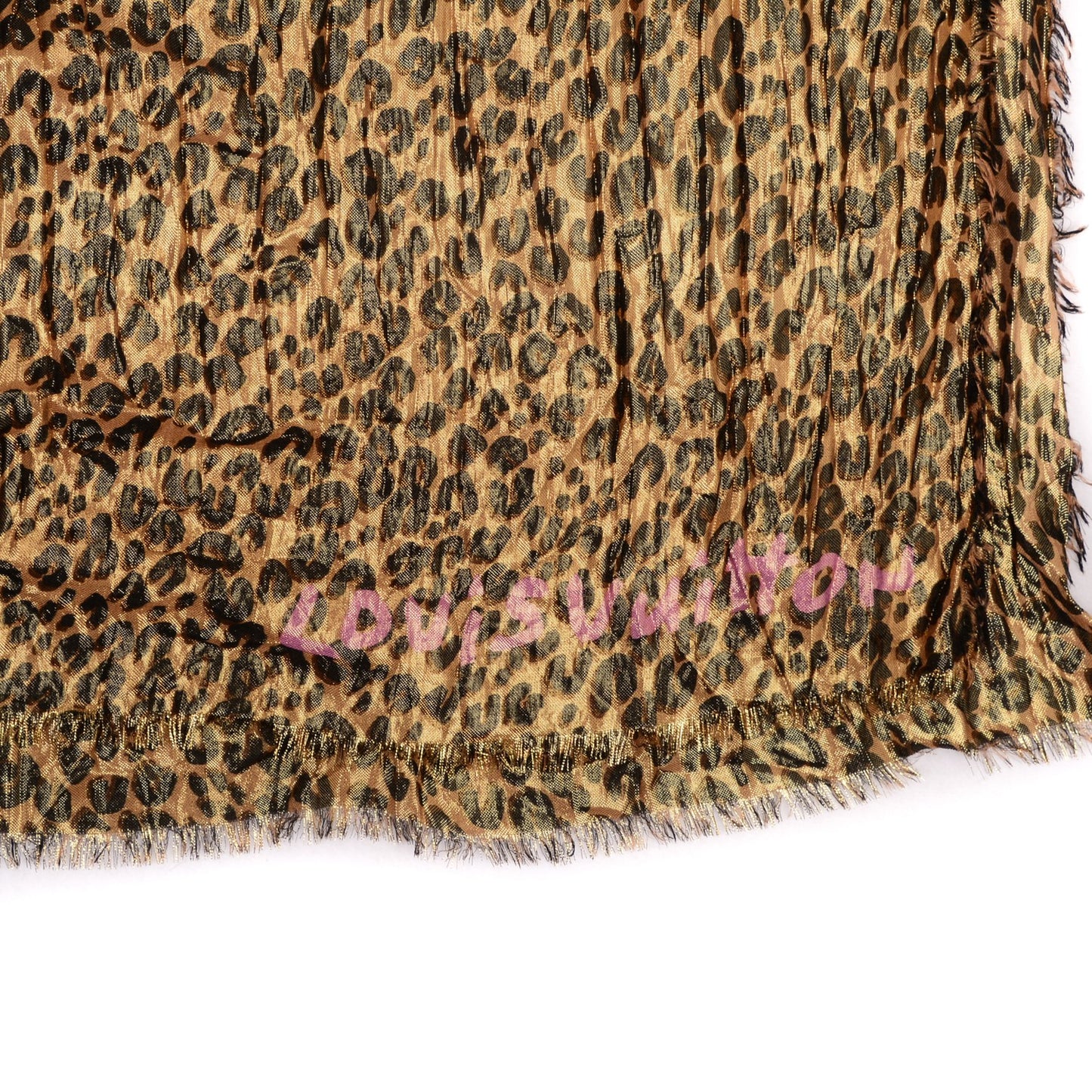 Cashmere Silk Leopard Etole Stole Disco Marron