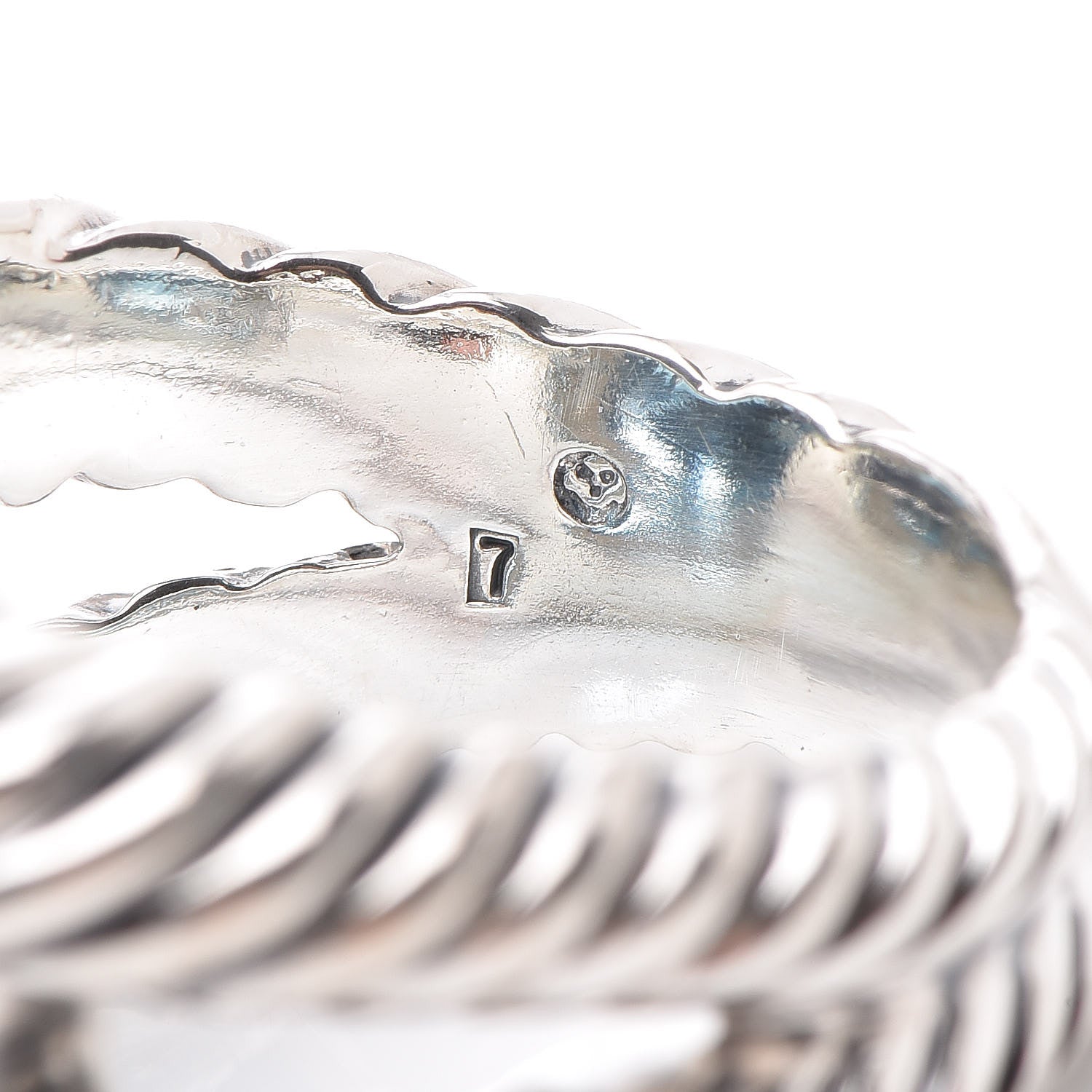 David Yurman Sterling Silver Diamond Blue Topaz 16mm Albion Ring 54 7 6 of 6