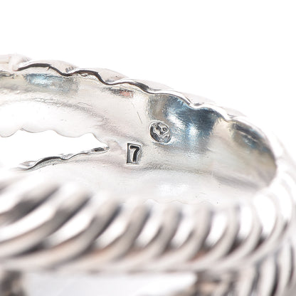 David Yurman Sterling Silver Diamond Blue Topaz 16mm Albion Ring 54 7 6 of 6