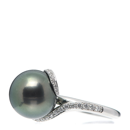Mikimoto 18K White Gold Diamond Black South Sea Cultured Pearl 11.5mm Twist Ring 51 5.75 3 of 6