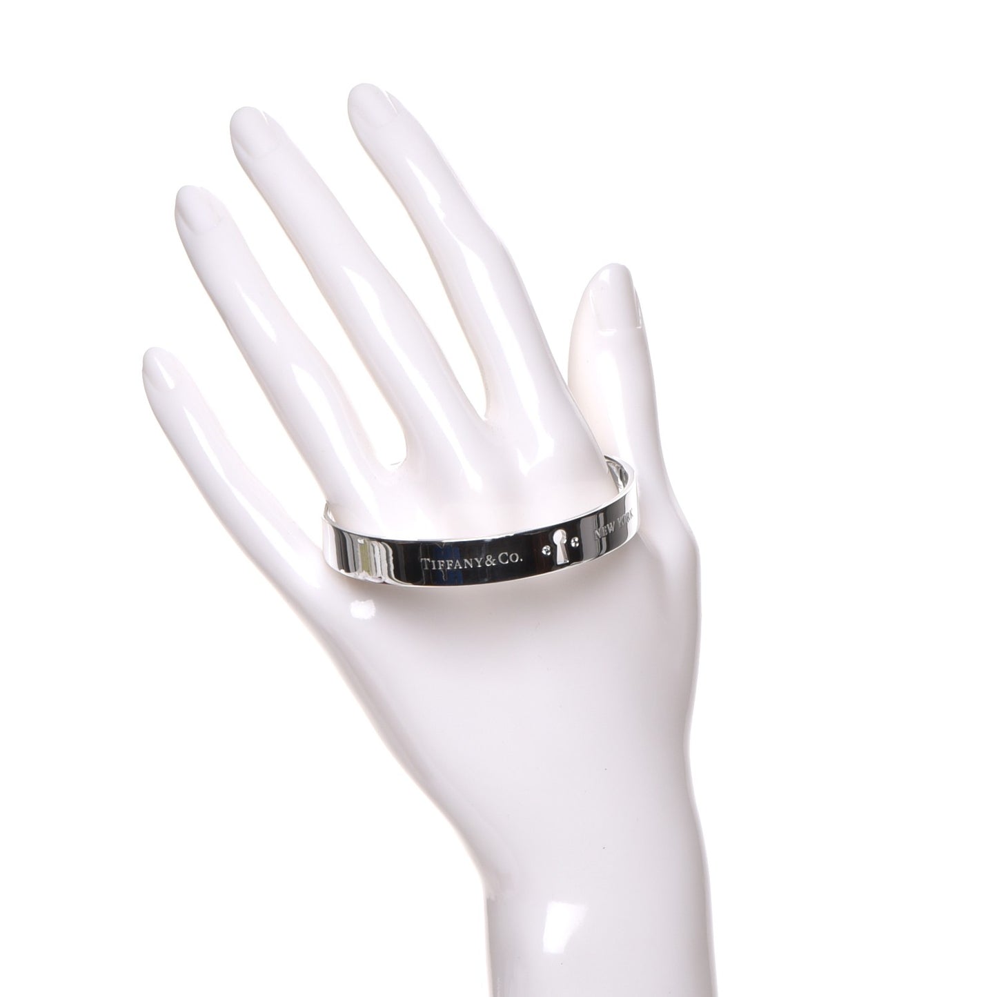 Sterling Silver Diamond Narrow Locks Bangle Bracelet
