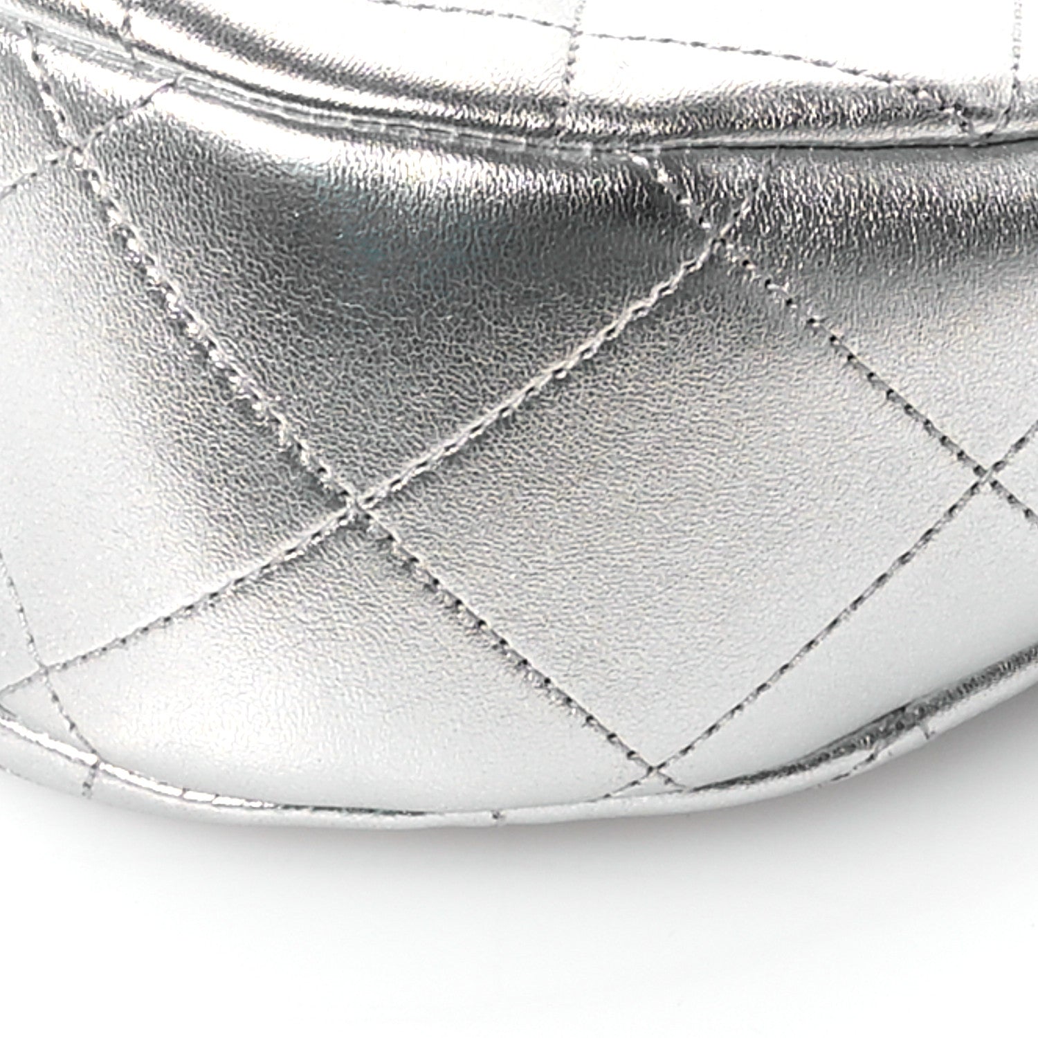 Chanel Metallic Lambskin Chain Rows Quilted Chain Hobo Silver 10 of 11