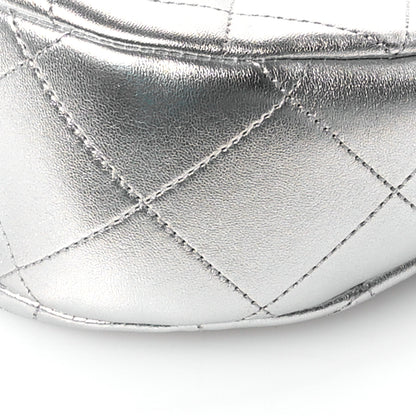 Chanel Metallic Lambskin Chain Rows Quilted Chain Hobo Silver 10 of 11