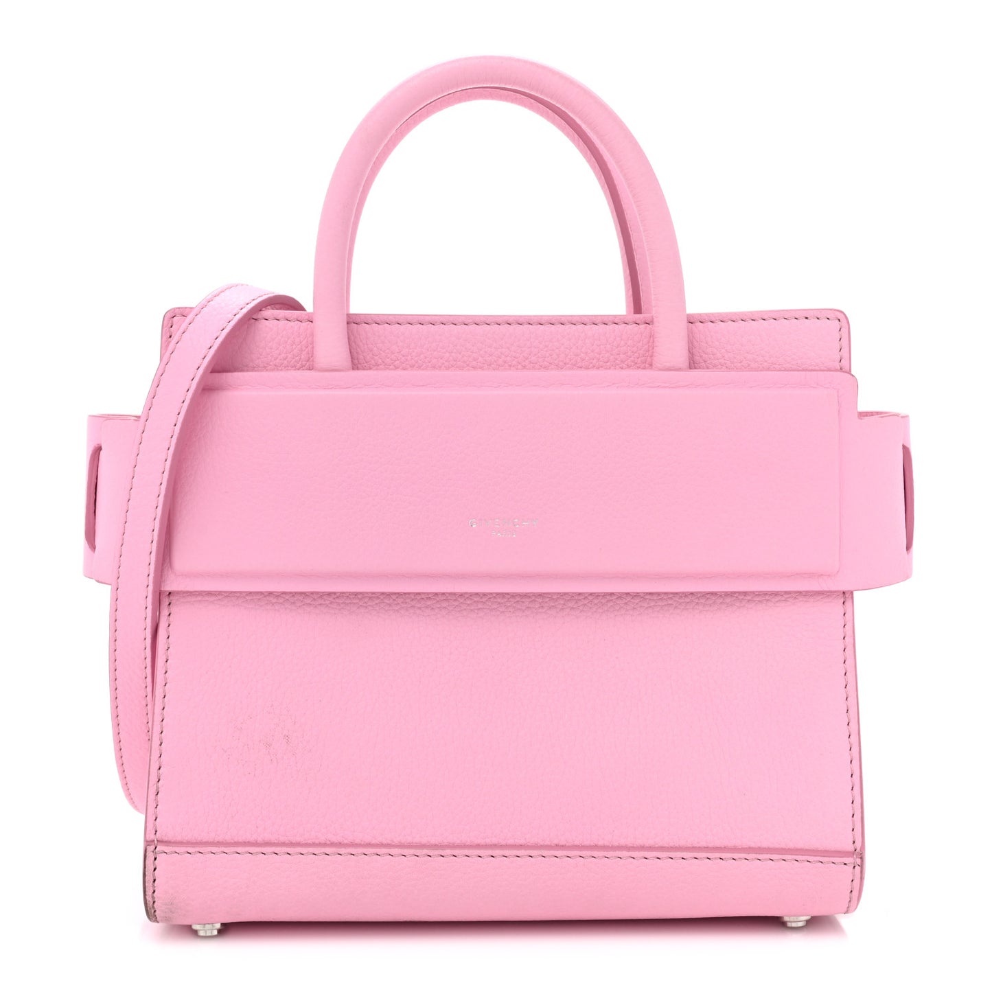 Grained Calfskin Mini Horizon Satchel Bright Pink