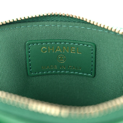 Chanel Lambskin Quilted Chanel 19 Zip Card Holder Wallet Green 6 of 8