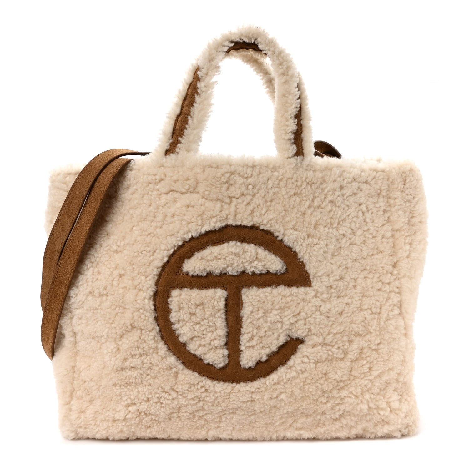 Telfar X UGG Suede Shearling Medium Shopping Bag Natural 1 of 11
