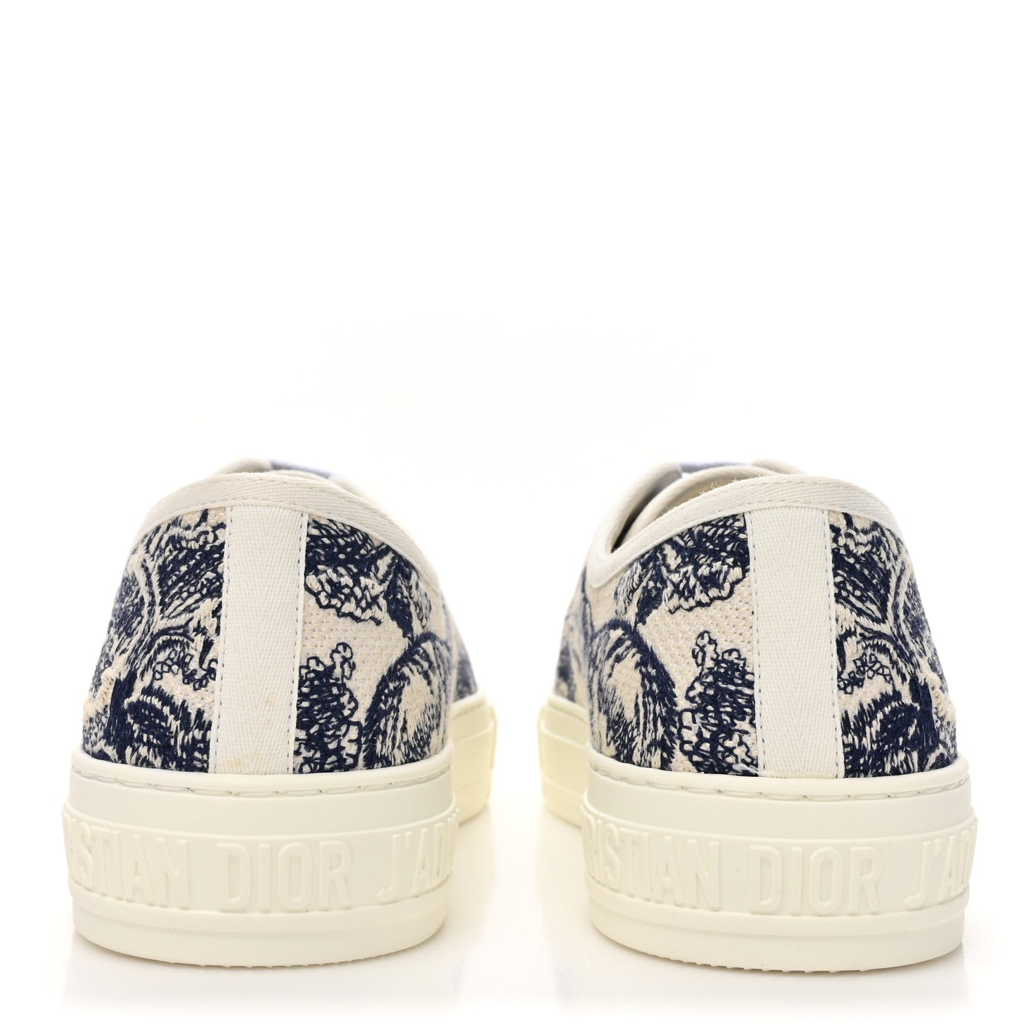 Christian Dior Canvas Toile De Jouy Embroidered Womens Walk Dior Low Top Sneakers 38.5 White Navy 4 of 11