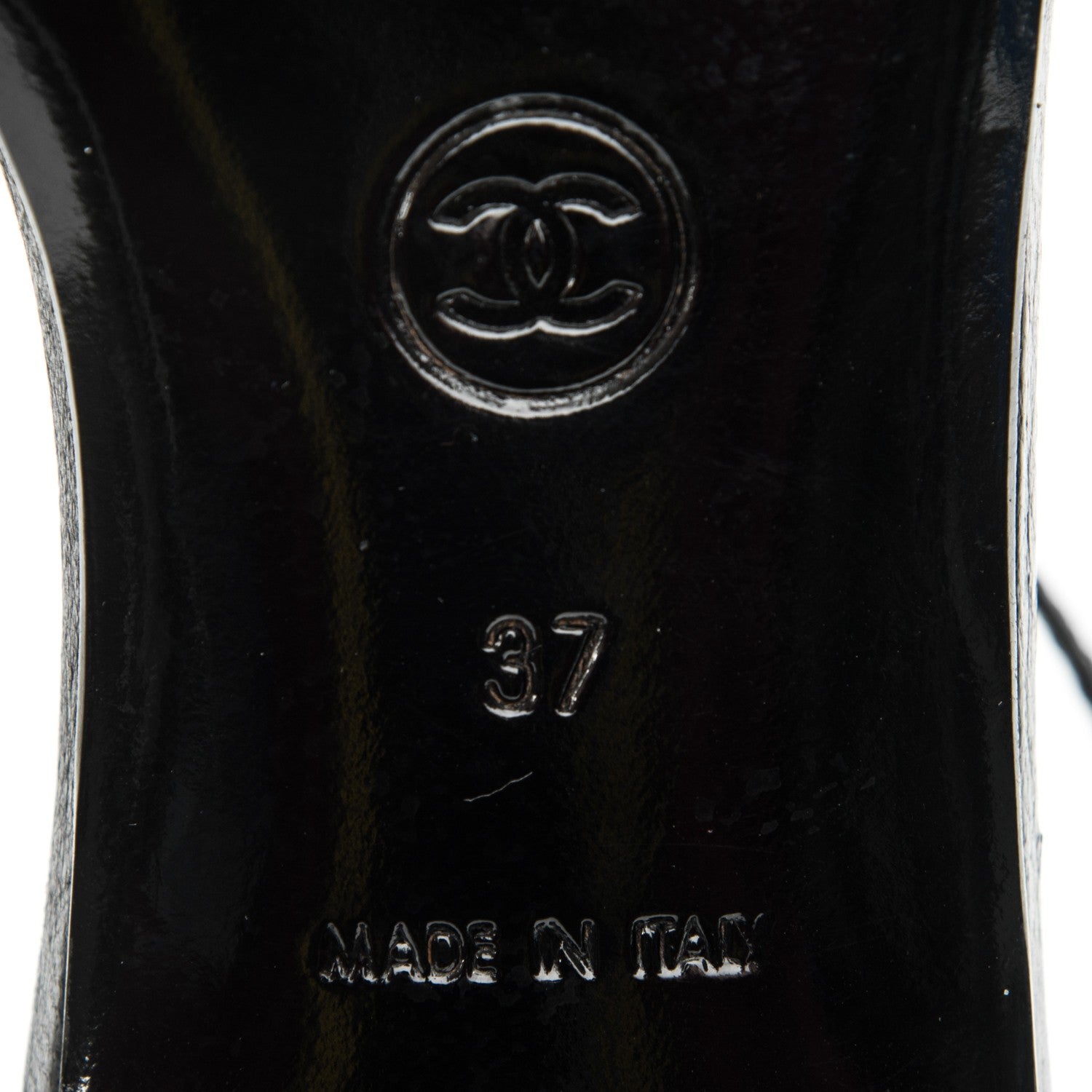 Chanel Grained Calfskin Patent CC Flats 37 Black 6 of 7