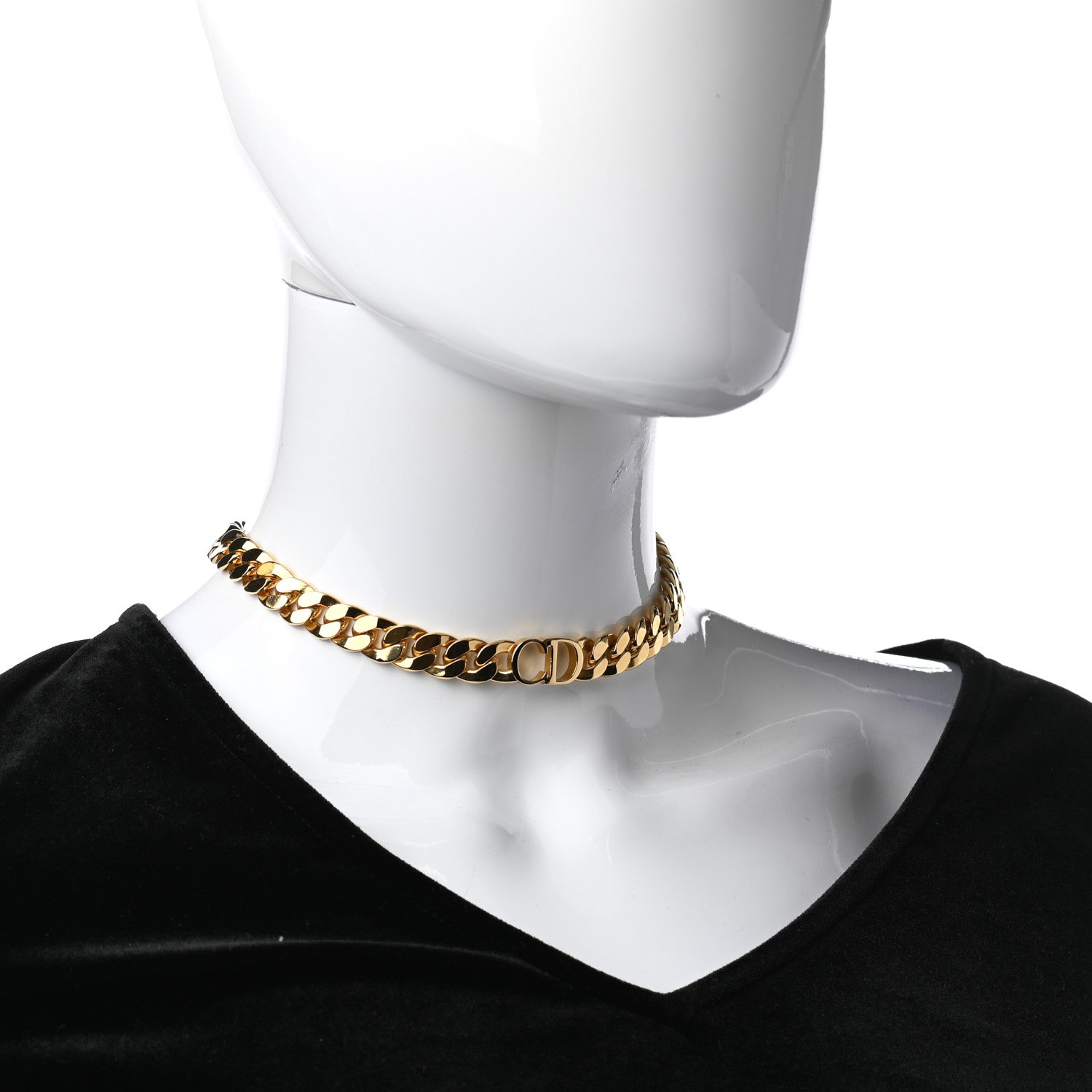 Christian Dior Metal Danseuse Etoile Chain Choker Necklace Gold 2 of 6