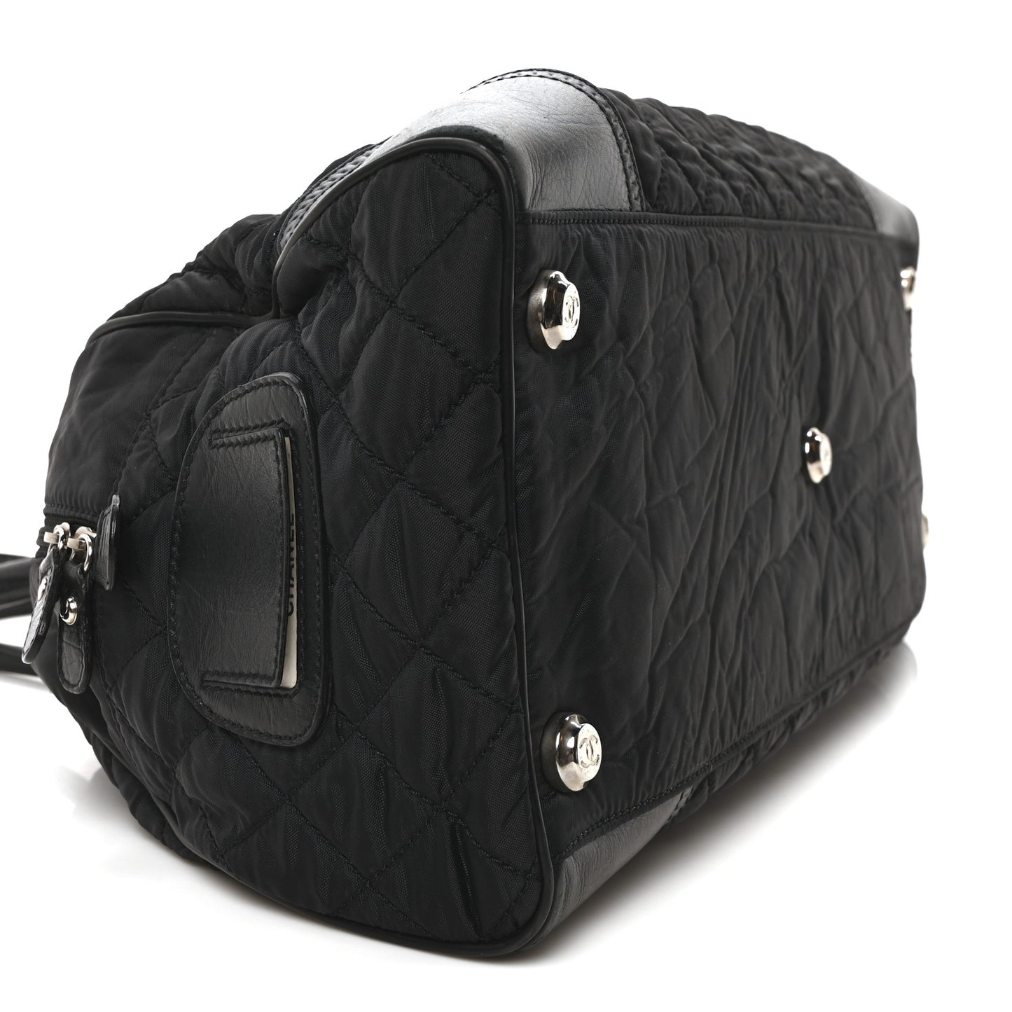 Calfskin Nylon Paris New York Duffel Bag Black