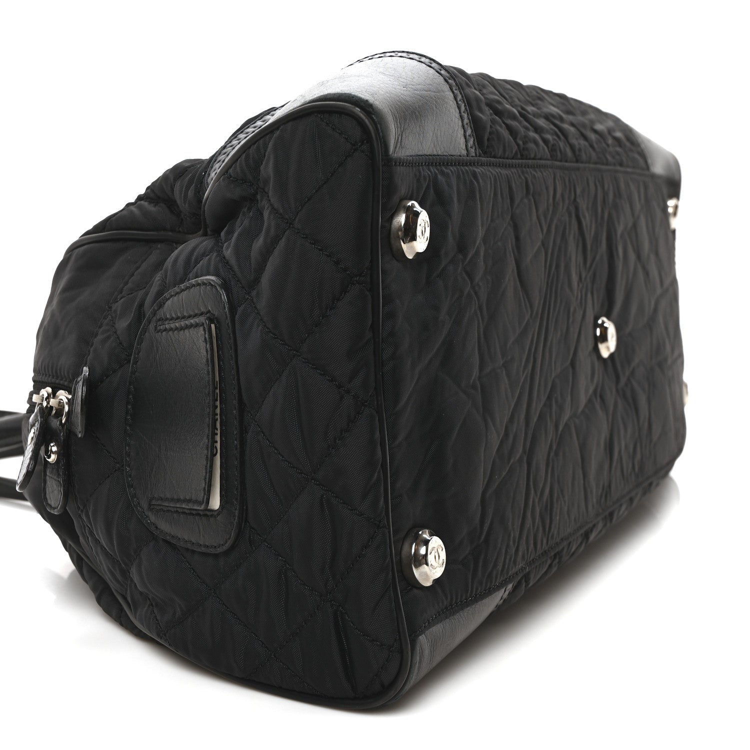 Chanel Calfskin Nylon Paris New York Duffel Bag Black 9 of 10
