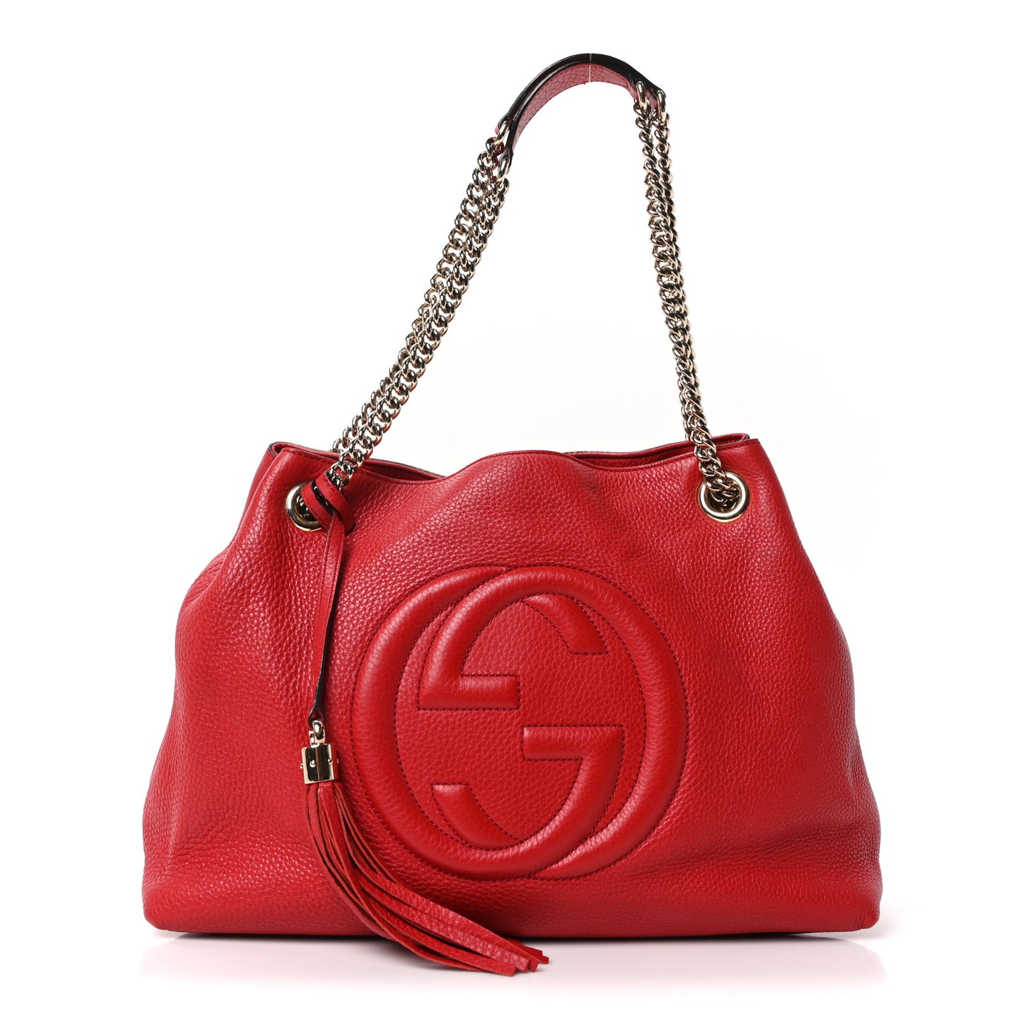 Pebbled Calfskin Medium Soho Chain Shoulder Bag Tabasco Red