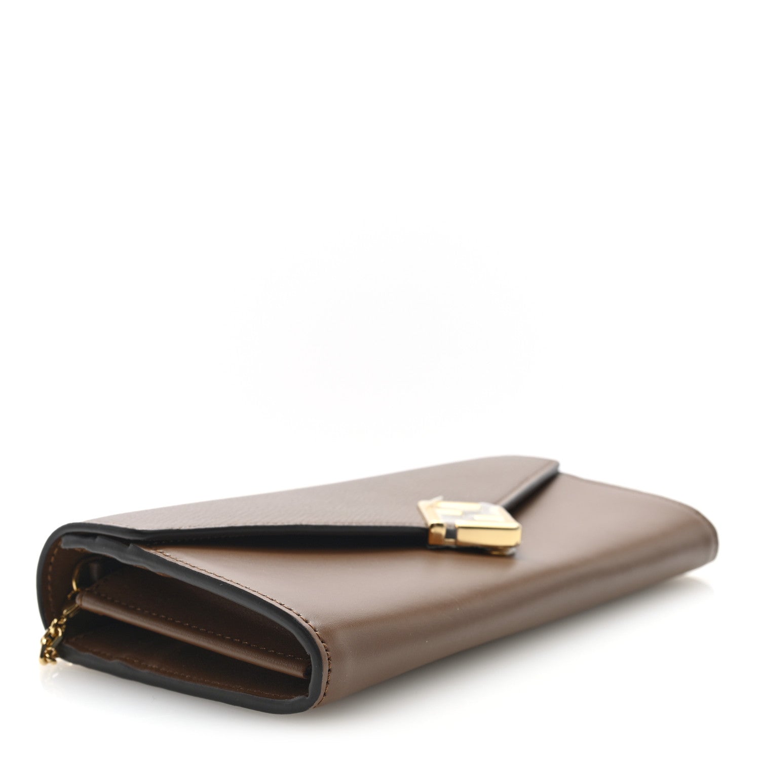 Fendi Vitello King Cruise FF Diamonds Continental Envelope Wallet On Chain Gianduia 4 of 9