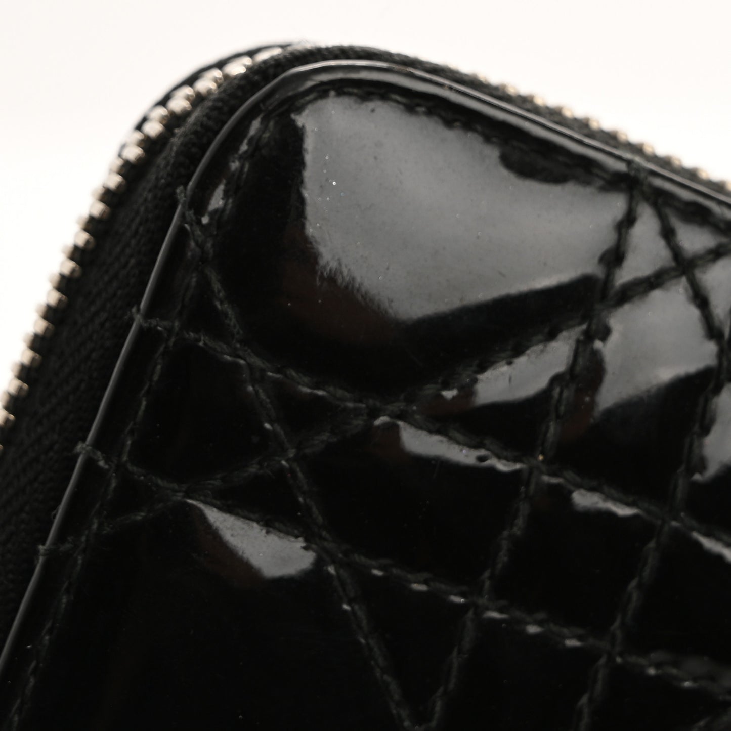 Patent Cannage Lady Dior Continental Zip Wallet Black