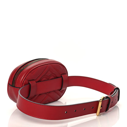 Gucci Calfskin Matelasse GG Marmont Belt Bag 75 30 Hibiscus Red 3 of 10