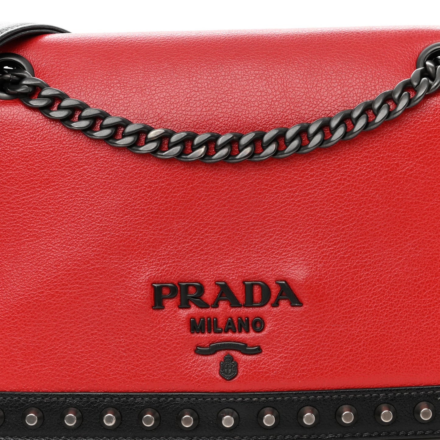 Glace Calfskin Studded Crossbody Fuoco Black