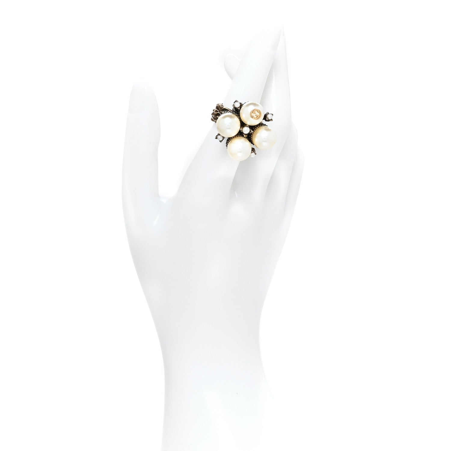 Gucci Metal Pearl Ring 6 Aged Gold 2 of 4