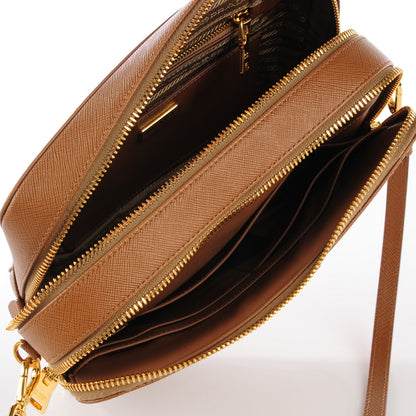 Prada Saffiano Lux Large Zip Crossbody Bag Caramel 5 of 10