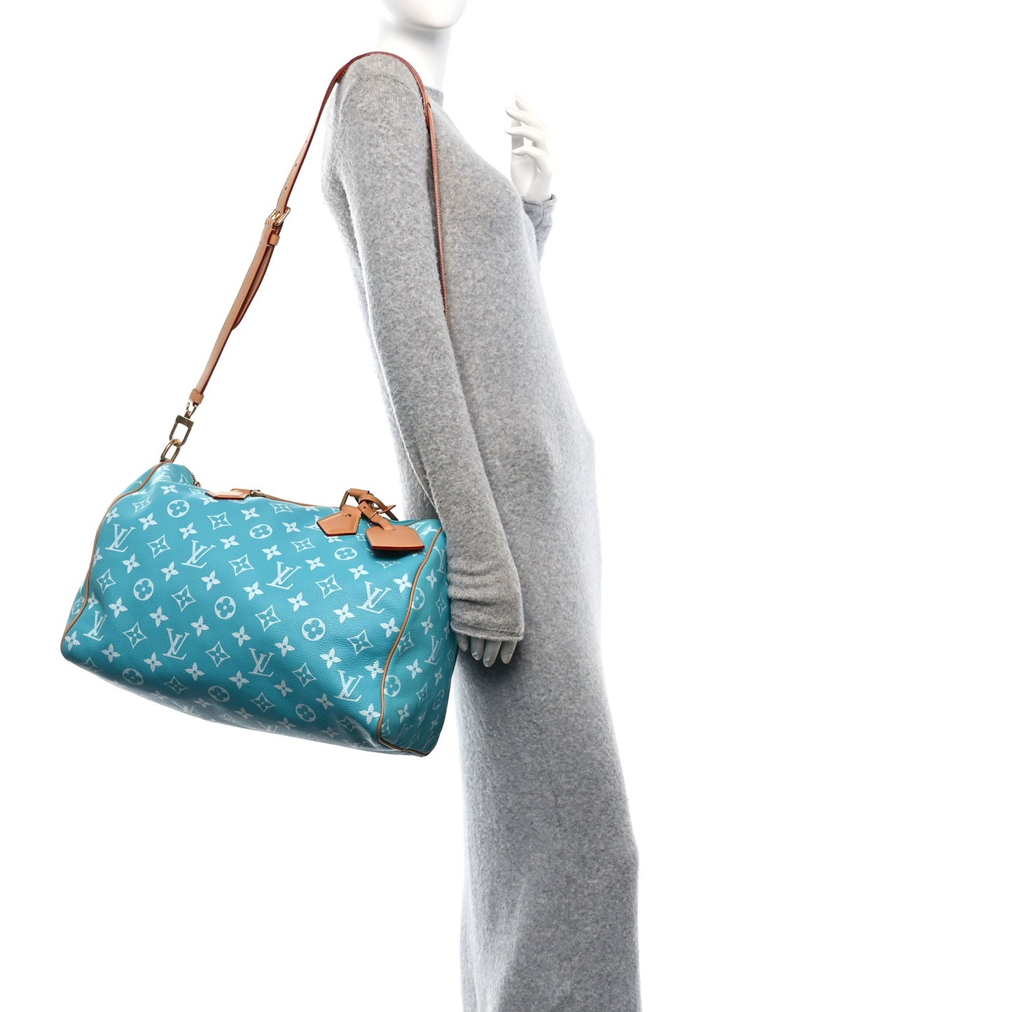 Calfskin Monogram Speedy P9 Bandouliere 40 Turquoise