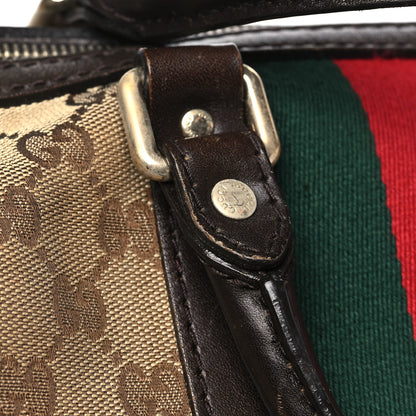 Gucci Monogram Selleria Calfskin Vintage Web Medium Boston Beige Ebony Cocoa 16 of 18