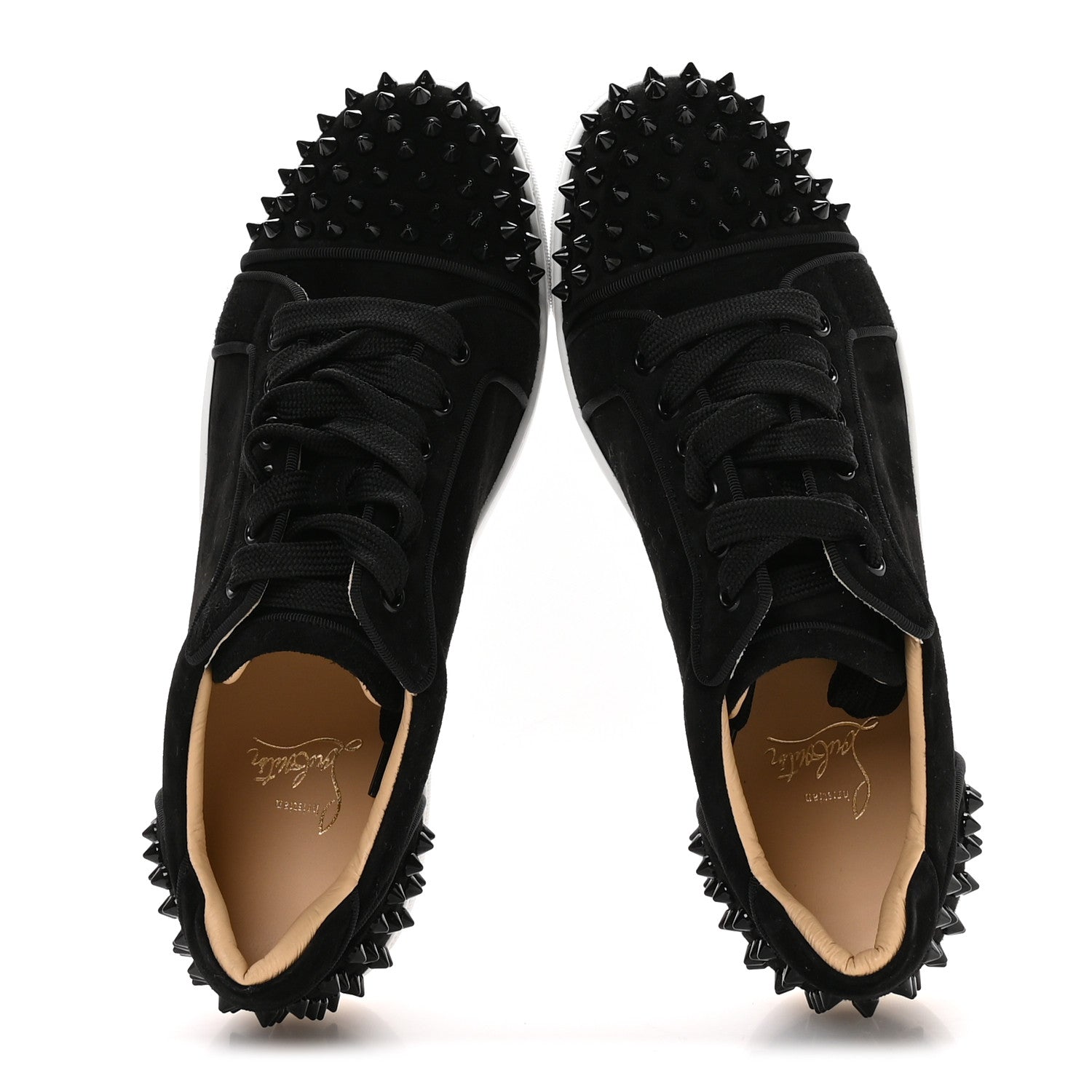 Christian Louboutin Veau Velours Spikes Womens Vieira Flat Sneakers 38 Black 2 of 9