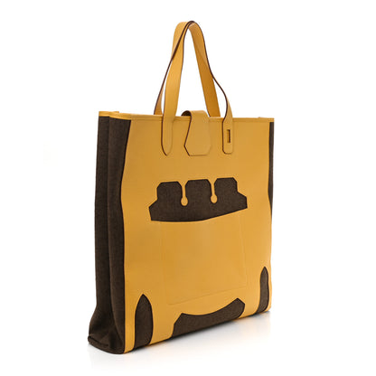 Hermes Canvas Calfskin Petit H Monsieur B Bag Jaune 3 of 9